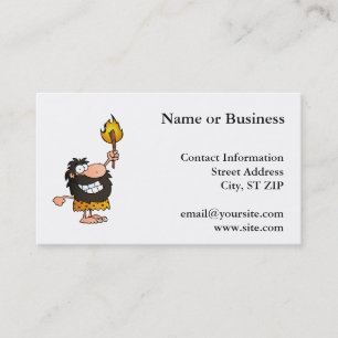 Carte De Visite Homme des cavernes avec Torch BBQ