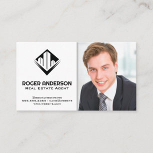 Carte De Visite Homme en costume d'entreprise Logo immobilier