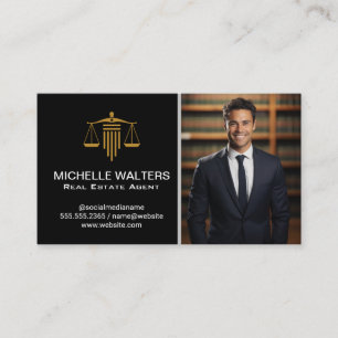 Carte De Visite Homme souriant en costume d'affaires   Avocat