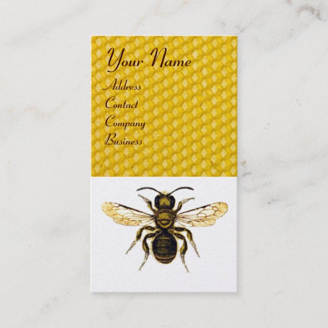 CARTE DE VISITE HONEY BEE MONOGRAMME DE SCEAU DE CIRE BROWN, MÉTIE (Devant)