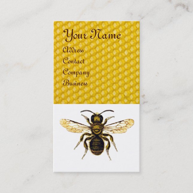CARTE DE VISITE HONEY BEE RED BEEKEEPER BROWN WAX SEAL MONOGRAMME (Devant)