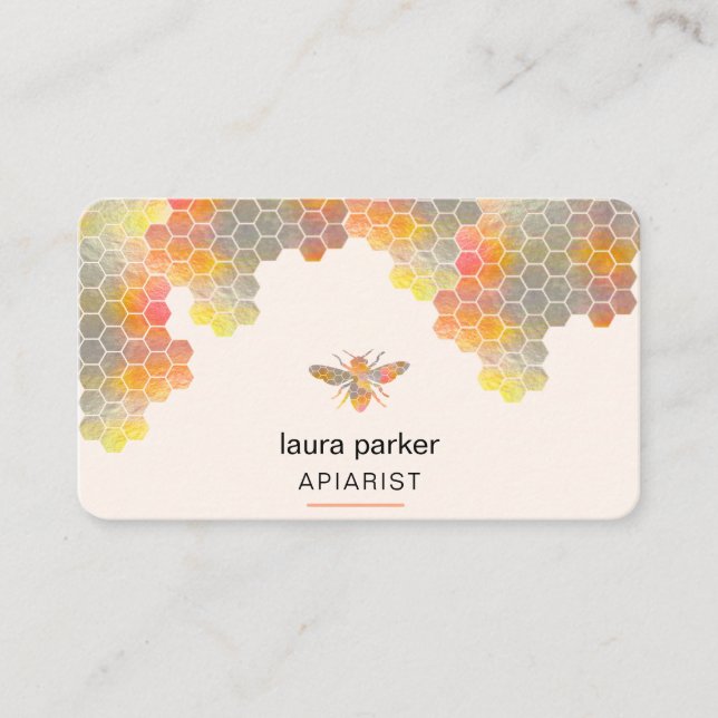 Carte De Visite Honeypeb Honey Bee Apirarist Hexagons Beekeepons (Devant)
