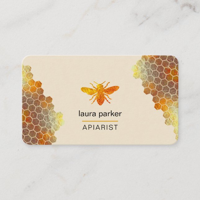 Carte De Visite Honeypeb Honey Bee Apirarist Hexagons Beekeepons (Devant)