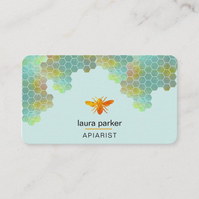 Carte De Visite Honeypeb Honey Bee Apirarist Hexagons Beekeepons (Devant)