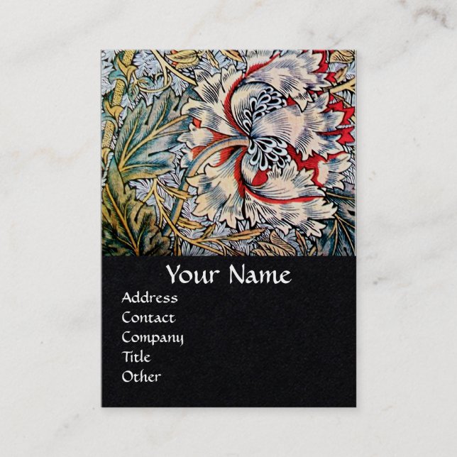 Carte De Visite HONEYSUCKLE Rose Rouge Blanc Noir Floral (Devant)