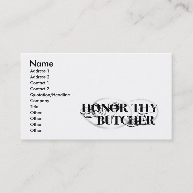Carte De Visite Honorez Thy boucher (Devant)