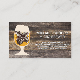 Carte De Visite Hop   Panneaux en bois   Verre de bière