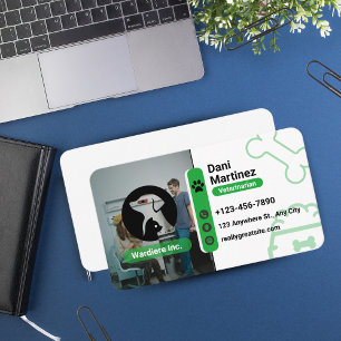 Carte De Visite Hôpital vétérinaire moderne – Noir & Vert