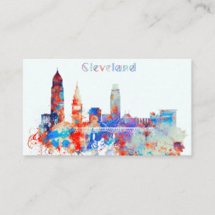 Carte De Visite Horizon de Cleveland d'aquarelle