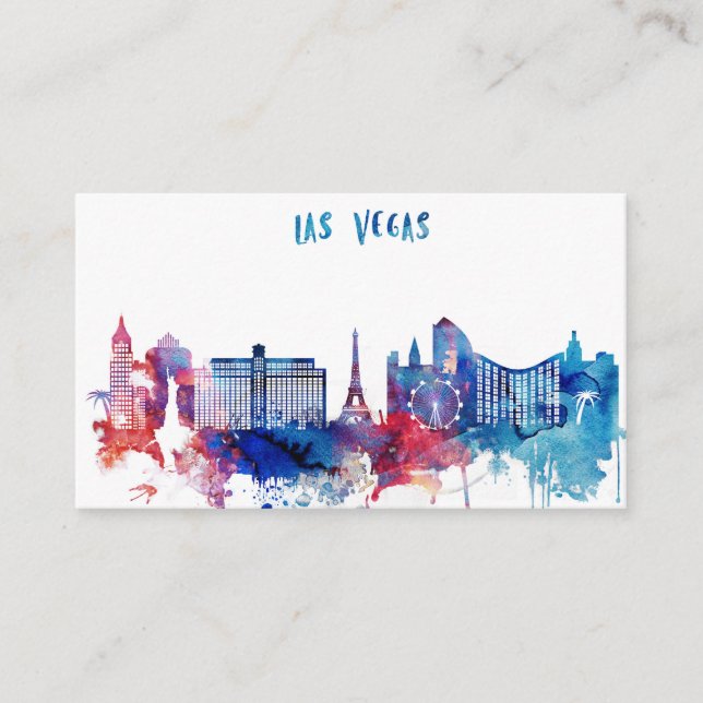 Carte De Visite Horizon de Las Vegas d'aquarelle (Devant)