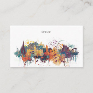Carte De Visite Horizon de ville d'aquarelle d'Edimbourg
