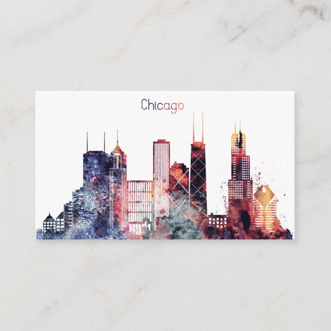 Carte De Visite Horizon de ville de Chicago (Devant)