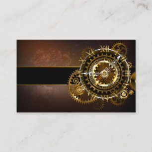 Carte De Visite Horloge Steampunk avec des engrenages anciens