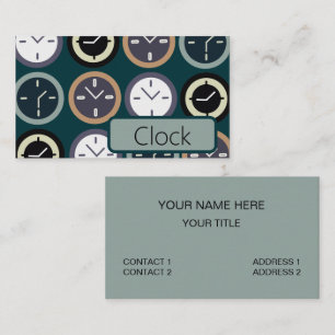 Carte De Visite Horloger Réparation Motif Horloge Coloré