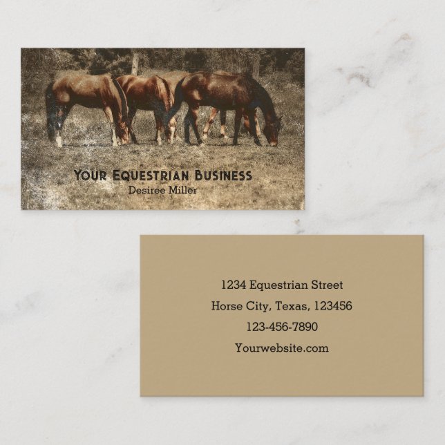 Carte De Visite Horse Boarding Country Farm (Devant / Derrière)