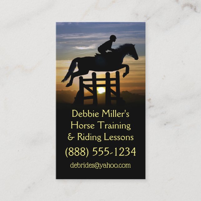 Carte De Visite Horse Training and Riding Lessons  (Devant)