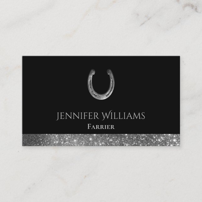 Carte De Visite Horseshoe Parties scintillant Equestrian Horse Far (Devant)