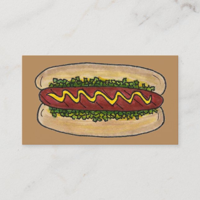 Carte De Visite Hot Dog avec Mustard Relish Restaurant Chef (Devant)