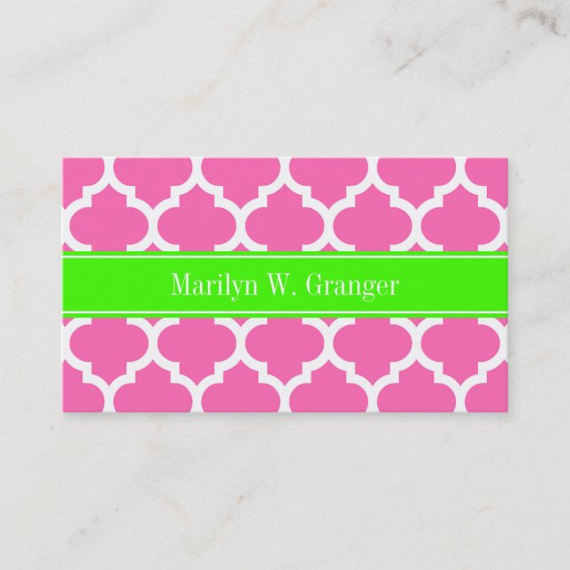 Carte De Visite Hot Pink2 Whisky Marocain #5 Lime Green Name Monog (Devant)