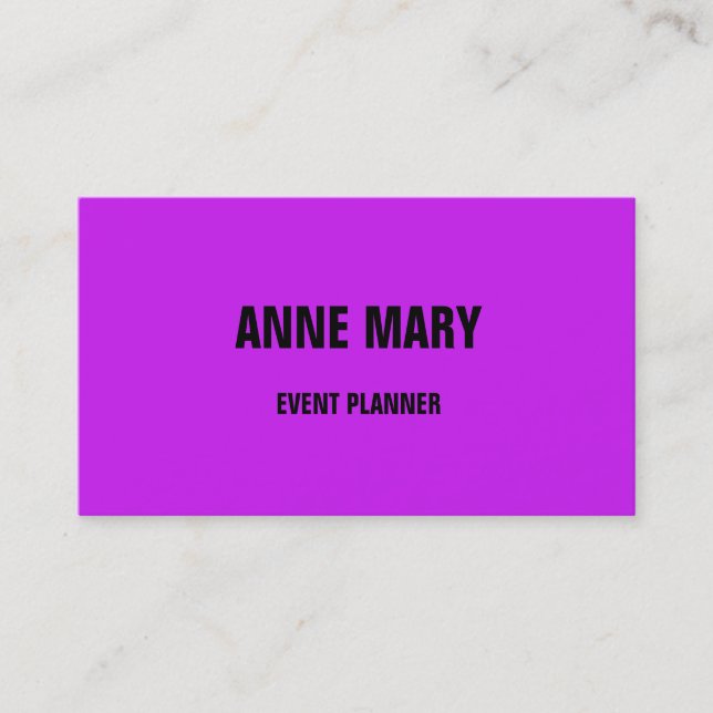 Carte De Visite Hot Pink Purple Black Mariage Planificateur d'évén (Devant)