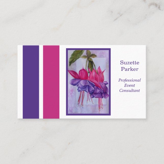Carte De Visite Hot Pink Purple Fuchsia Flower Planificateur d'évé (Devant)
