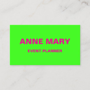 Carte De Visite Hot rose Neon Green Mariage Planificateur d'événem