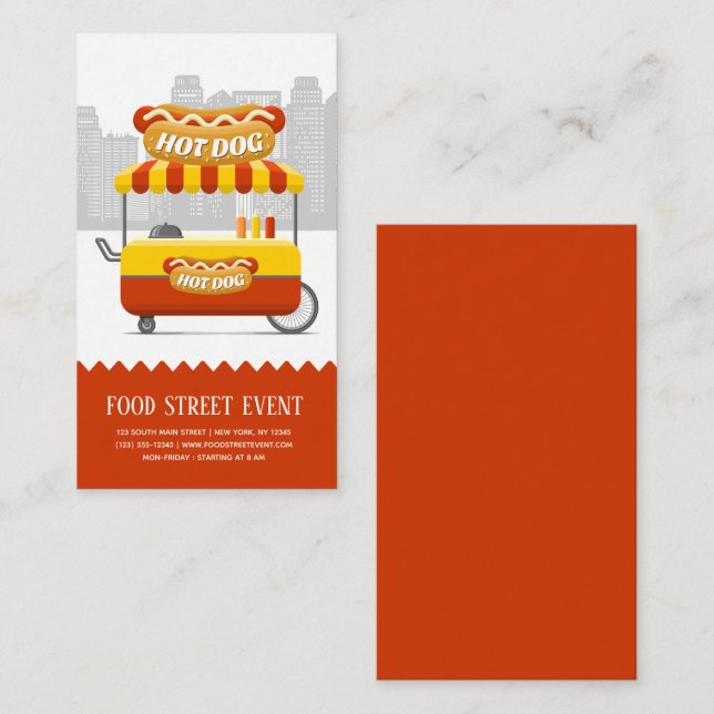 Carte De Visite hotdog de rue alimentaire (Devant / Derrière)