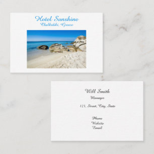 Carte De Visite Hotel Greece Belle photo de plage avec texte Busin