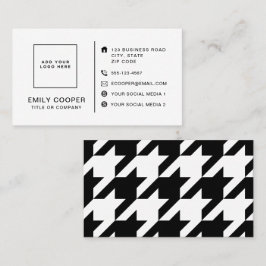 Carte De Visite Houndstooth moderne Ajouter un logo noir et blanc