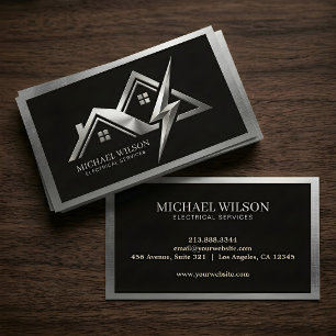 Carte De Visite House & Bolt Logo Noir Argent Services Électriques