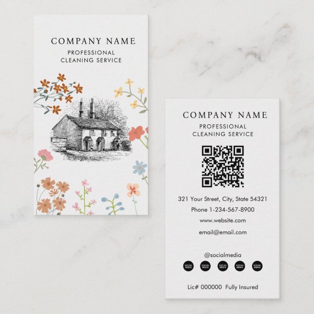 Carte De Visite House Cleaner Cleaning Services Professional  (Devant / Derrière)