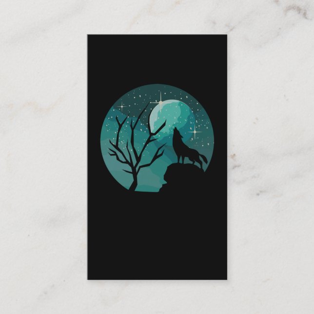 Carte De Visite Howling Wolf Forêt Animal Lune Nature Love (Devant)
