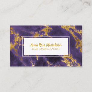 Carte De Visite *~* Huile d'or chic Marbre pourpre Glam populaire