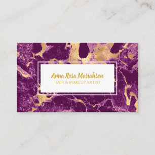 Carte De Visite *~* Huile d'or Marbre violet Glam chic populaire