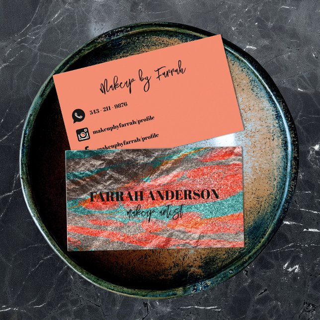 Carte De Visite Huile métallique couleur néon Abstraite (Créateur téléchargé)