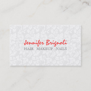 Carte De Visite Huiles de maquillage à Damas florales blanches