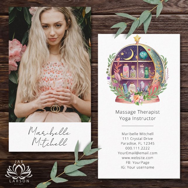 Carte De Visite Huiles essentielles magiques Apothécaire Boho Yoga (Créateur téléchargé)