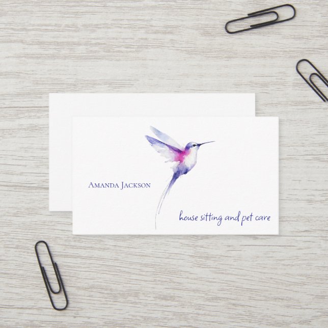 Carte De Visite Hummingbird House Sitting Pet Sitting Cards (Devant/Arrière en situation)