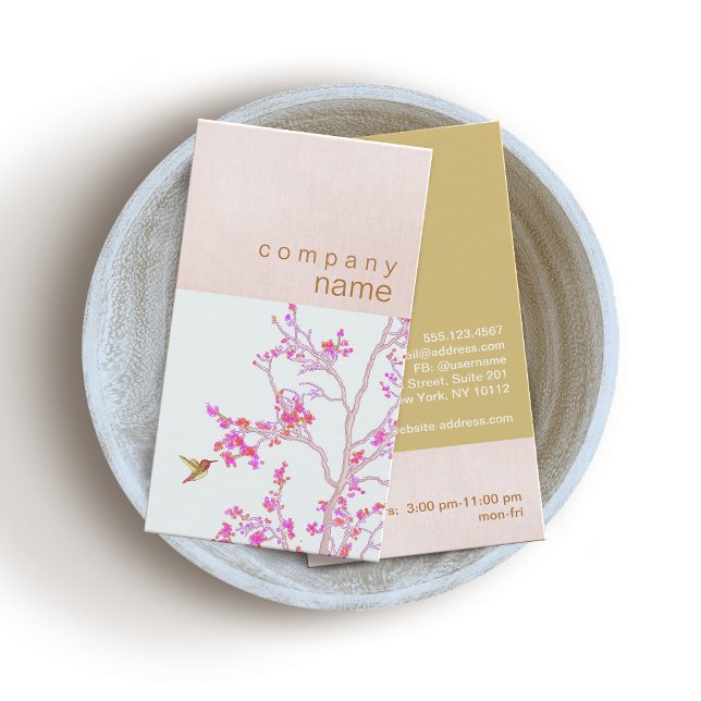 Carte De Visite Hummingbird Pretty Pink Bureaux Branche Artiste ma (Créateur téléchargé)