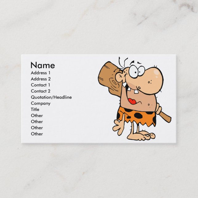 Carte De Visite humoristique caveman avec club (Devant)