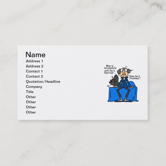 Carte De Visite Humour alors fini inachevé de mariage (Devant)