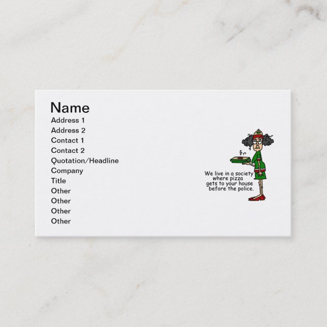 Carte De Visite Humour de livraison de pizza (Devant)