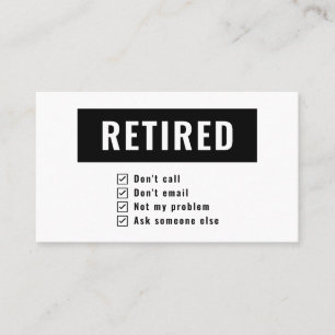 Carte De Visite Humour Gag Retraité Pas Mon Problème Drôle Retrait