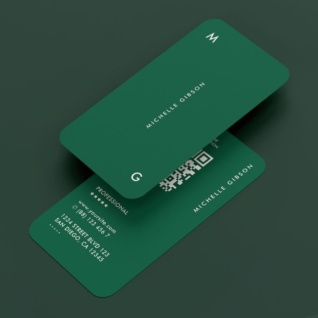 Carte De Visite Hunter Green Minimal Simple Professionnel (Hunter Green Minimal Simple Professional Business Card
)