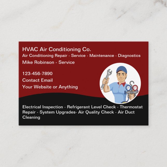 Carte De Visite HVAC Air Conditioning Services Business Cards (Devant)