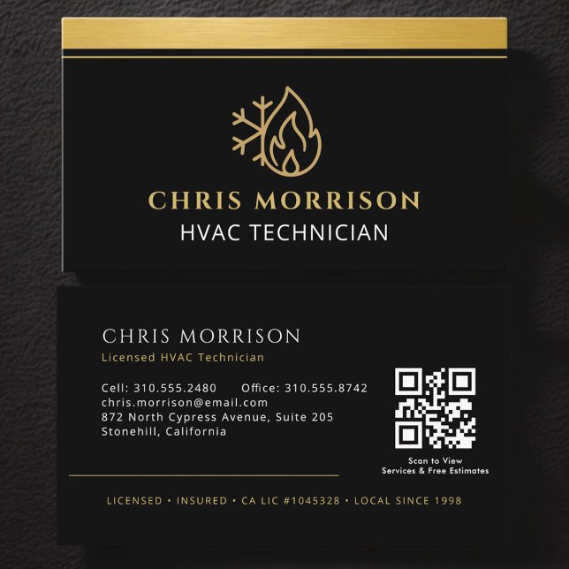 Carte De Visite HVAC Company Technician QR Code (Créateur téléchargé)