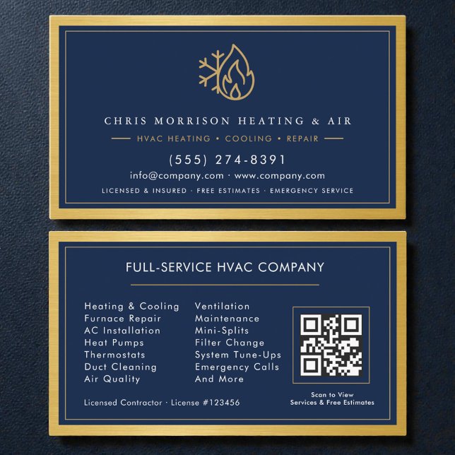 Carte De Visite HVAC Technician Company QR Code  (Créateur téléchargé)