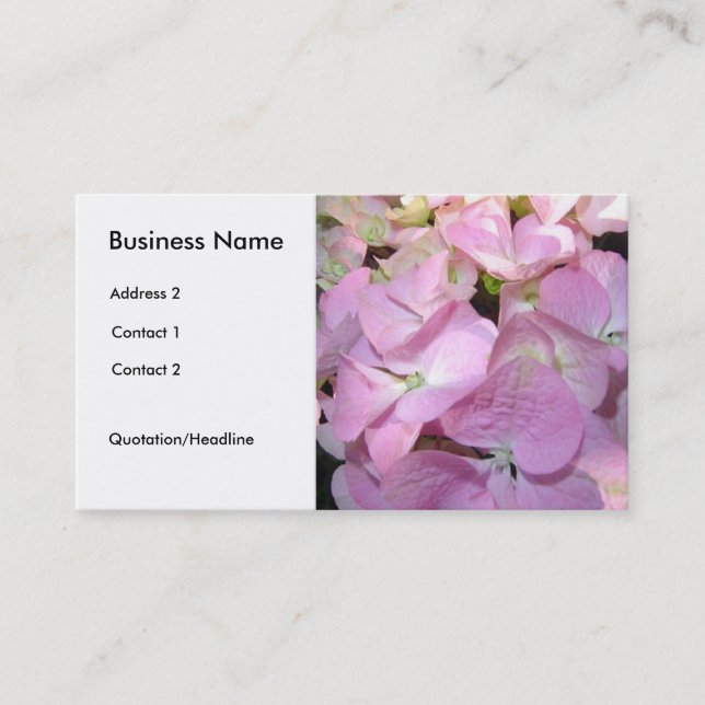 Carte De Visite Hydrangeas Rose Clair (Devant)