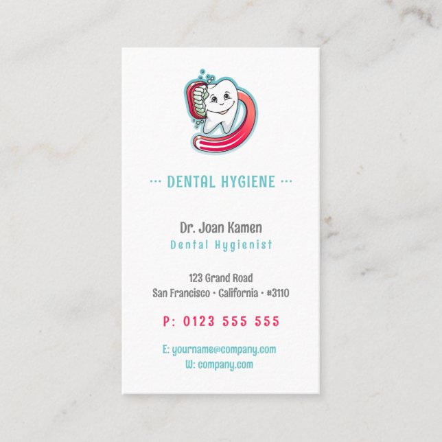 Carte De Visite Hygiène dentaire pour enfants | Dentiste (Devant)