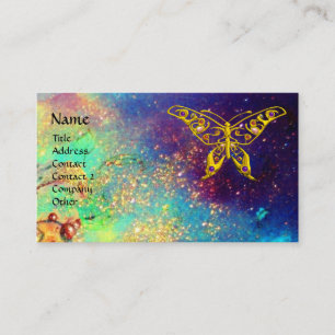 Carte De Visite HYPER BUTTERFER EN PARKLES D'OR, bleu, vert, jaune
